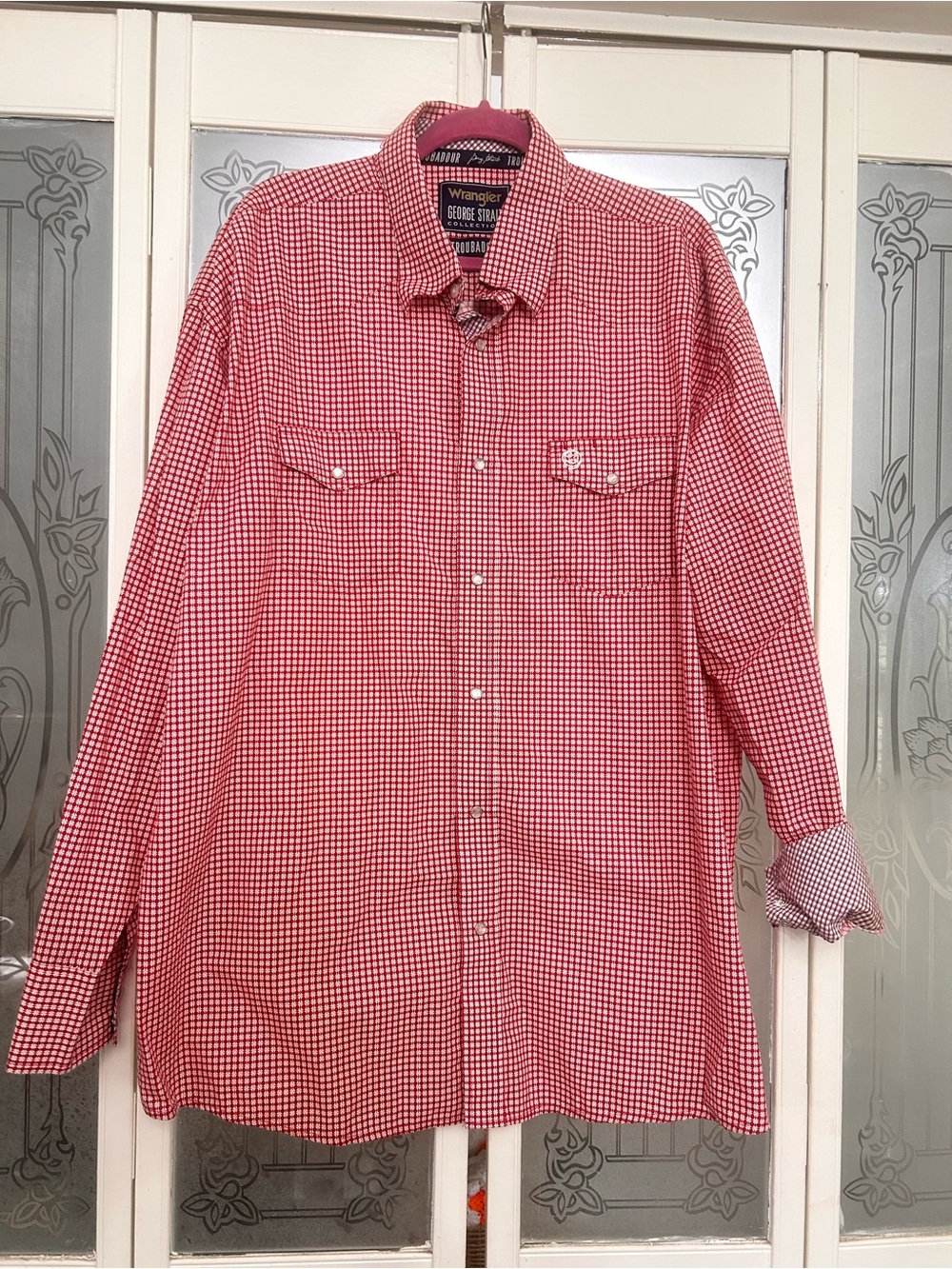 Wrangler George Strait troubadour Red Gingham Long Sleeve Button-Down Shirt XXL